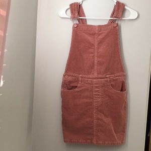 Coral corduroy overalls
